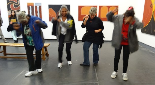 Catherine Croll - Agnes Armstrong, Peggy Griffiths, Cathy Cummings and Dora Griffiths 'dancing' at their opening at OFOTO Gallery M50 Shanghai - April 2013 c