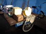 A cart piled with Yak butter and Cheese
