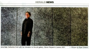 Catherine Croll and the five panel Gloria Petyarre - Newcastle Herald